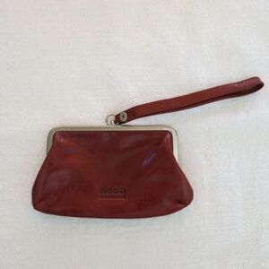 HOBO International Genuine Leather Coin Purse Wristlet Red